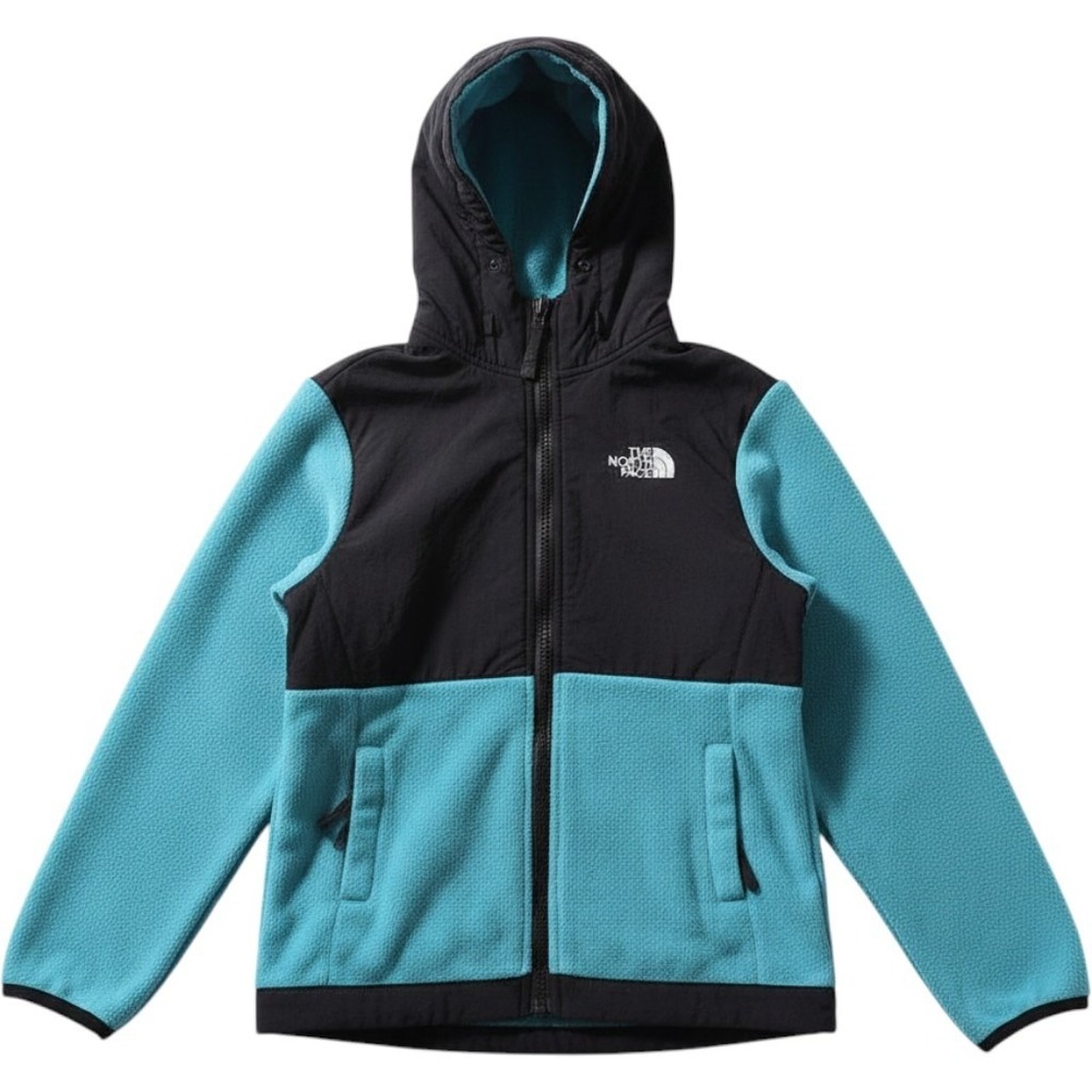 The North Face Fleece Hoodie Kids L Blue Black Denali Full Zip Jacket